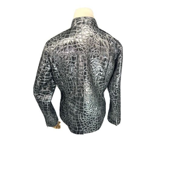 Chico's Silver Crocodile Stellar Jacket Size 1 Medium 8 10 US Blazer - Picture 4 of 12